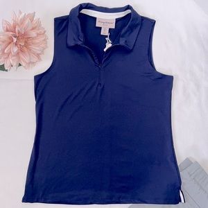 Tommy Bahama Sleeveless Blue 1/4 Zip Golf Polo Large